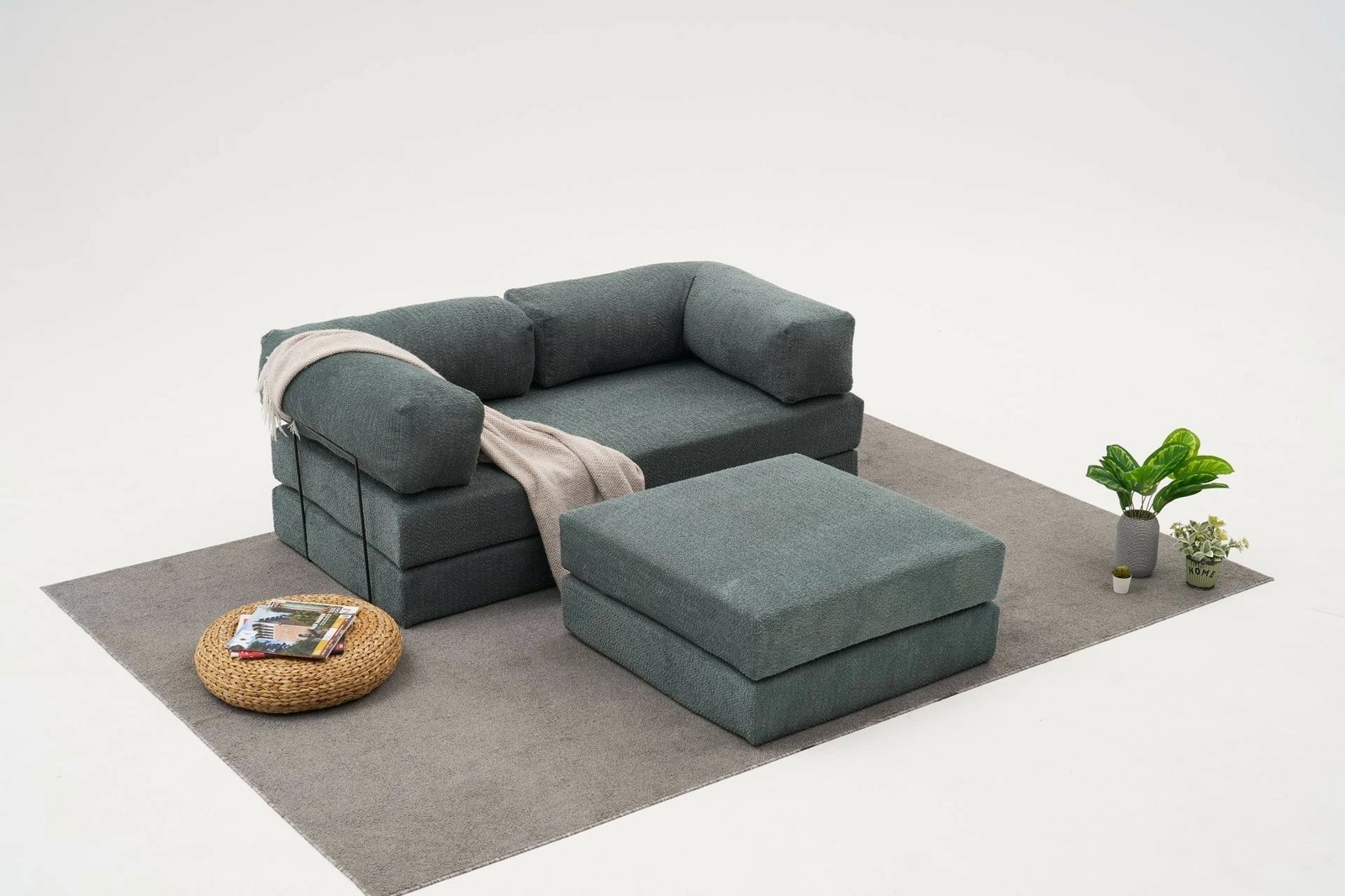 Këndare Comfort Mini, stof 100% chenille, ngjyrë e gjelbër, 190x95x75cm