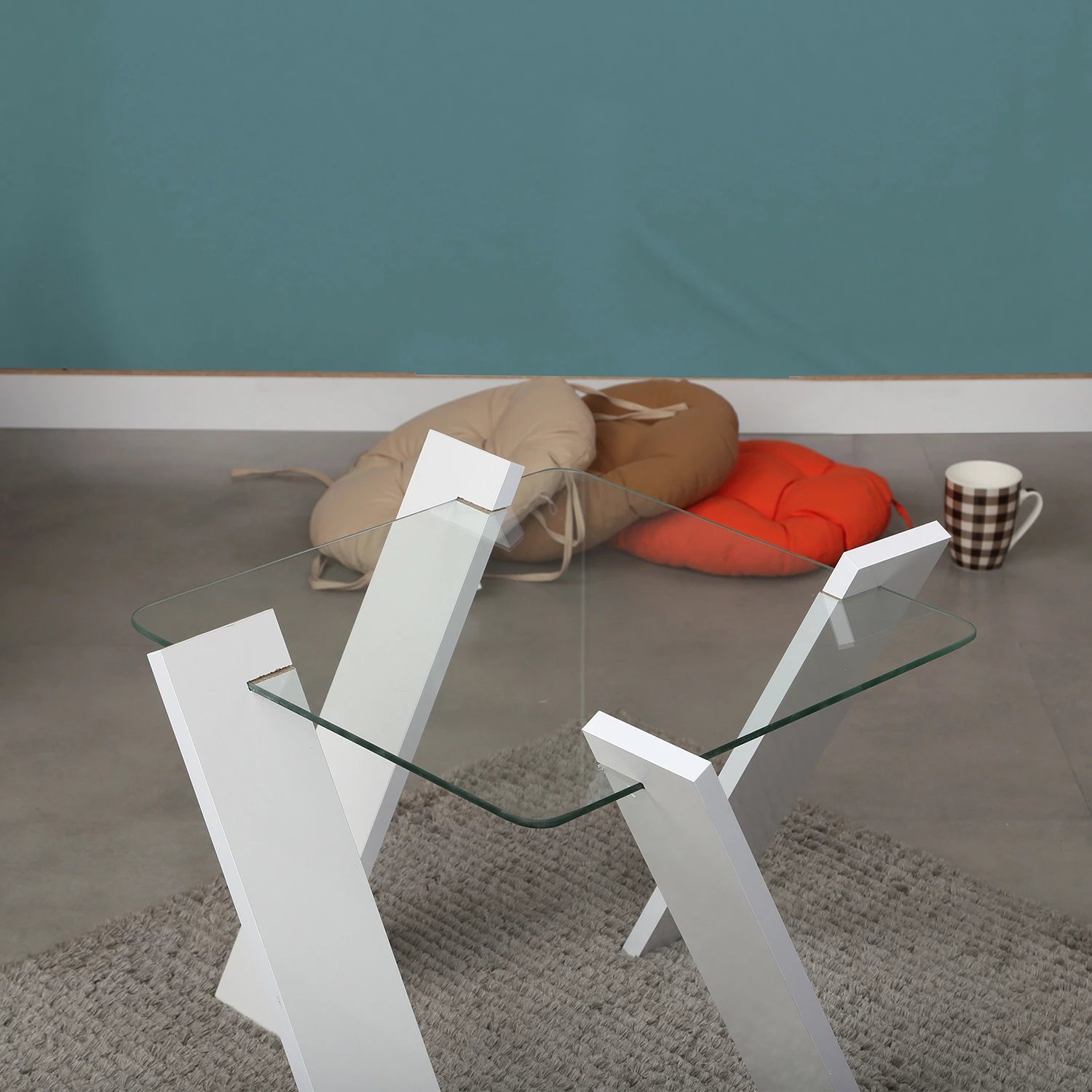 Tavolinë kafeje Hanah Home, Roman Mini, ngjyrë e bardhë shkëlqyese