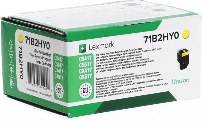 Toner, Lexmark, 71B2HY0, kapacitet i lartë 3500 faqe, i verdhë