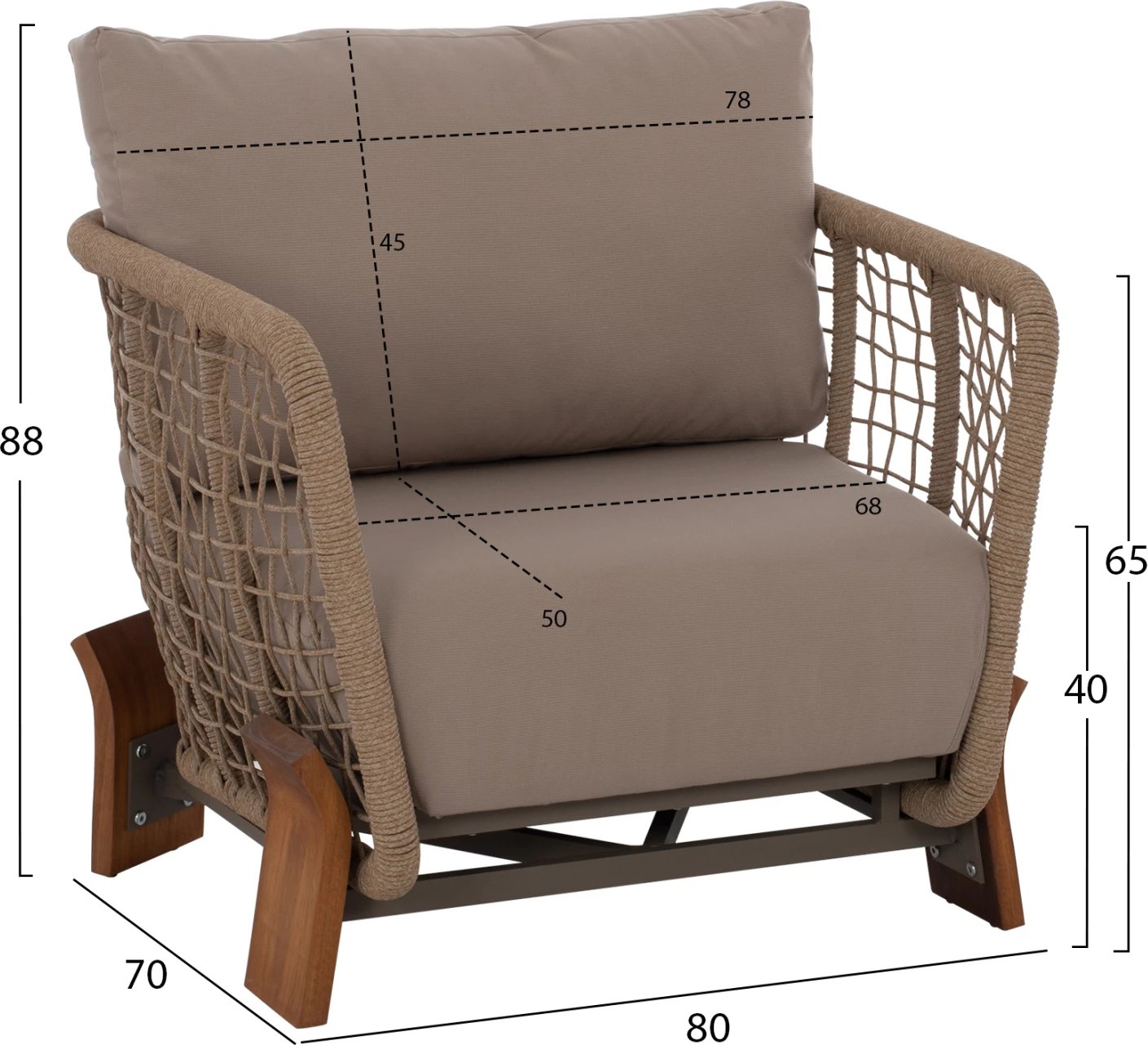 Set për jashtë OXFORD 4 copë IROKO litar xham i temperuar FH5884.01