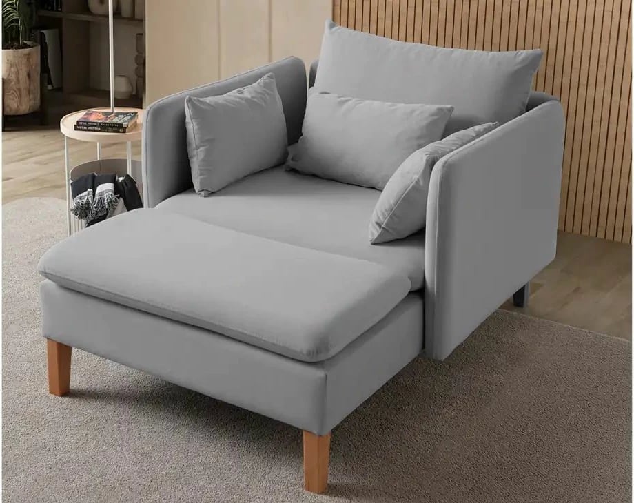 Karrige Wing Flexy, kadife, ngjyrë gri, Atelier del Sofa