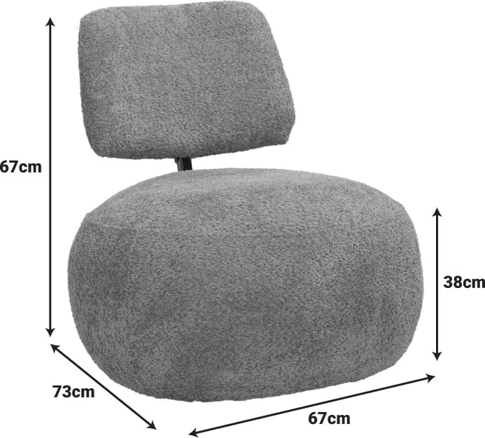 Karrige Stonie, stof bouclé, ngjyrë e gjelbër, 67x73x67cm