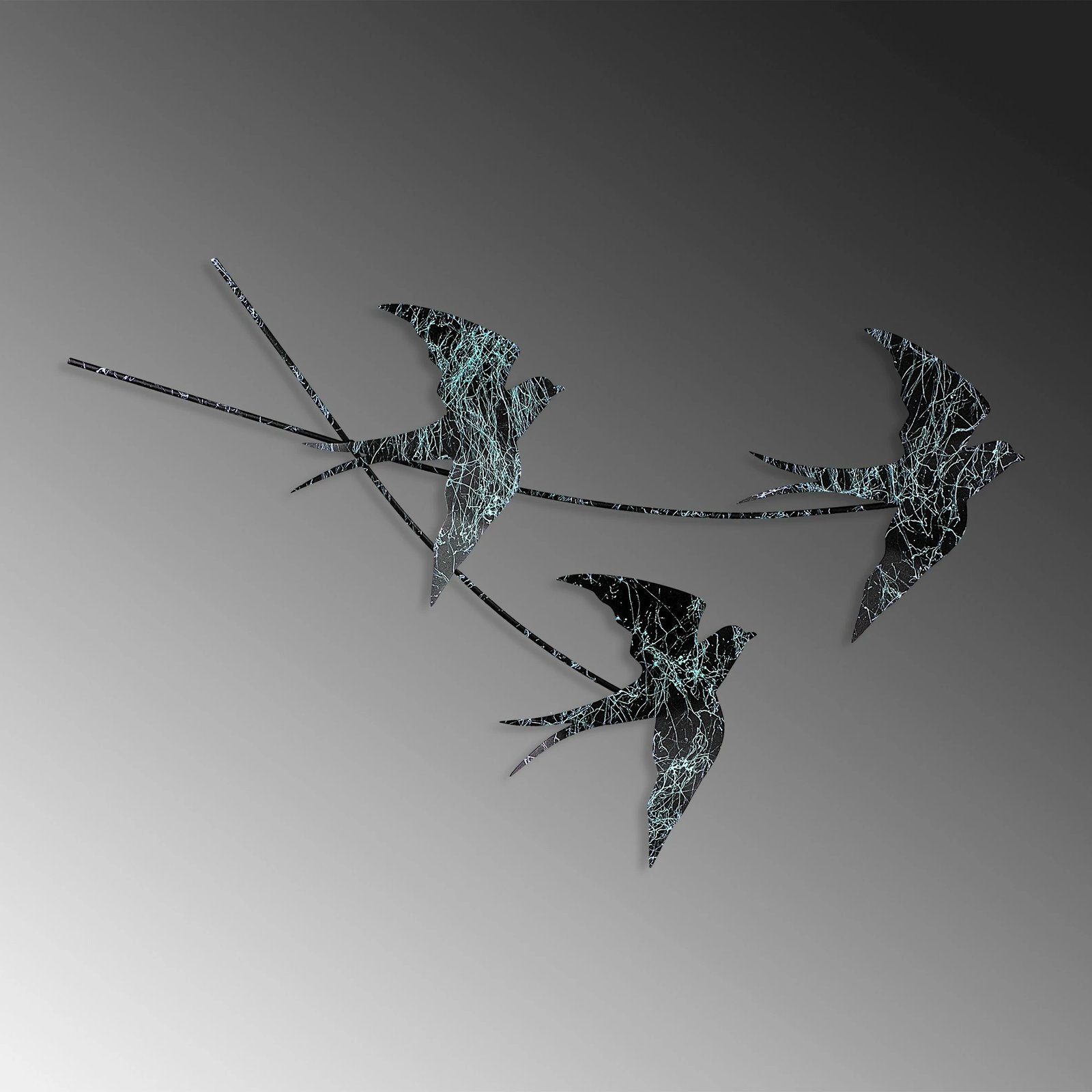 Aksesor dekorativ metalik për mur, Wallity, Wallow 3, shumëngjyrësh, 42x70cm