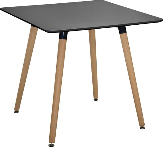 Tavolinë kuzhine minimaliste FH0057.02, MDF e zezë, këmbë ahu, 80x80x74cm