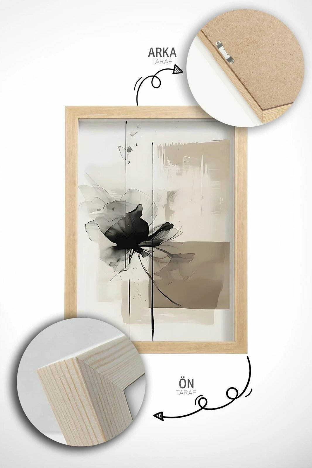 Set pikturash dekorative me kornizë, 3 copë, Wallity, Artvmodel40-Ahsap