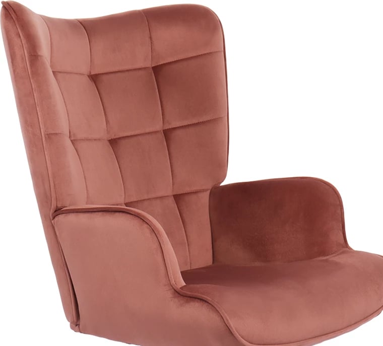 Karrige rrotulluese Lobima, kadife ngjyrë mollë e kalbur, bazë e zezë, 71x68x104cm