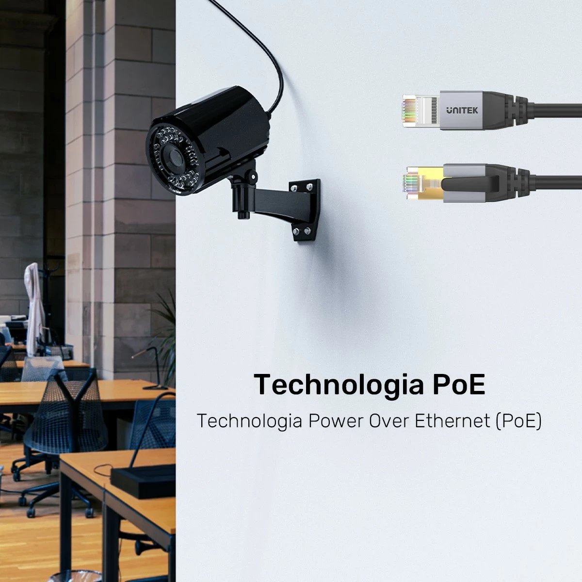 Kabëll Ethernet Unitek RJ-45 LAN, patchcord cat.8, 5m, ngjyrë zezë-gri