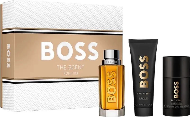 Set për meshkuj Eau de Toilette Hugo Boss The Scent, 100ml + deodorant stick 75ml + shower gel 100ml