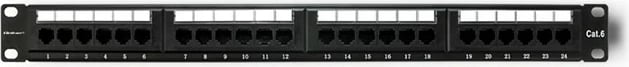 Patch panel Qoltec 54474, 24 porta, CAT6 UTP, 1U, e zezë