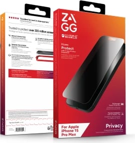 Mbrojtës ekrani Zagg InvisibleShield Glass Elite Privacy për iPhone 15 Pro Max