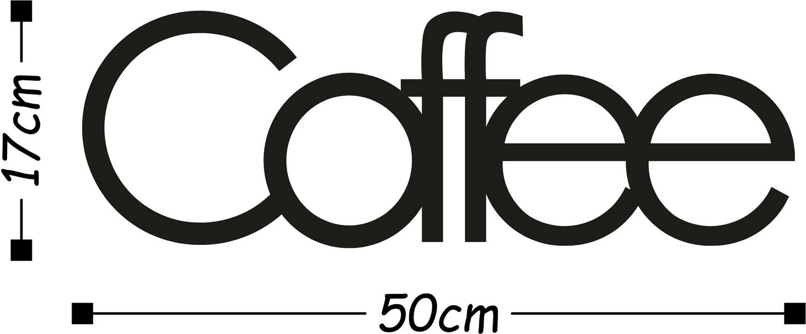 Aksesor dekorativ metalik për mur, Coffee, ngjyrë e zezë, 50x17cm