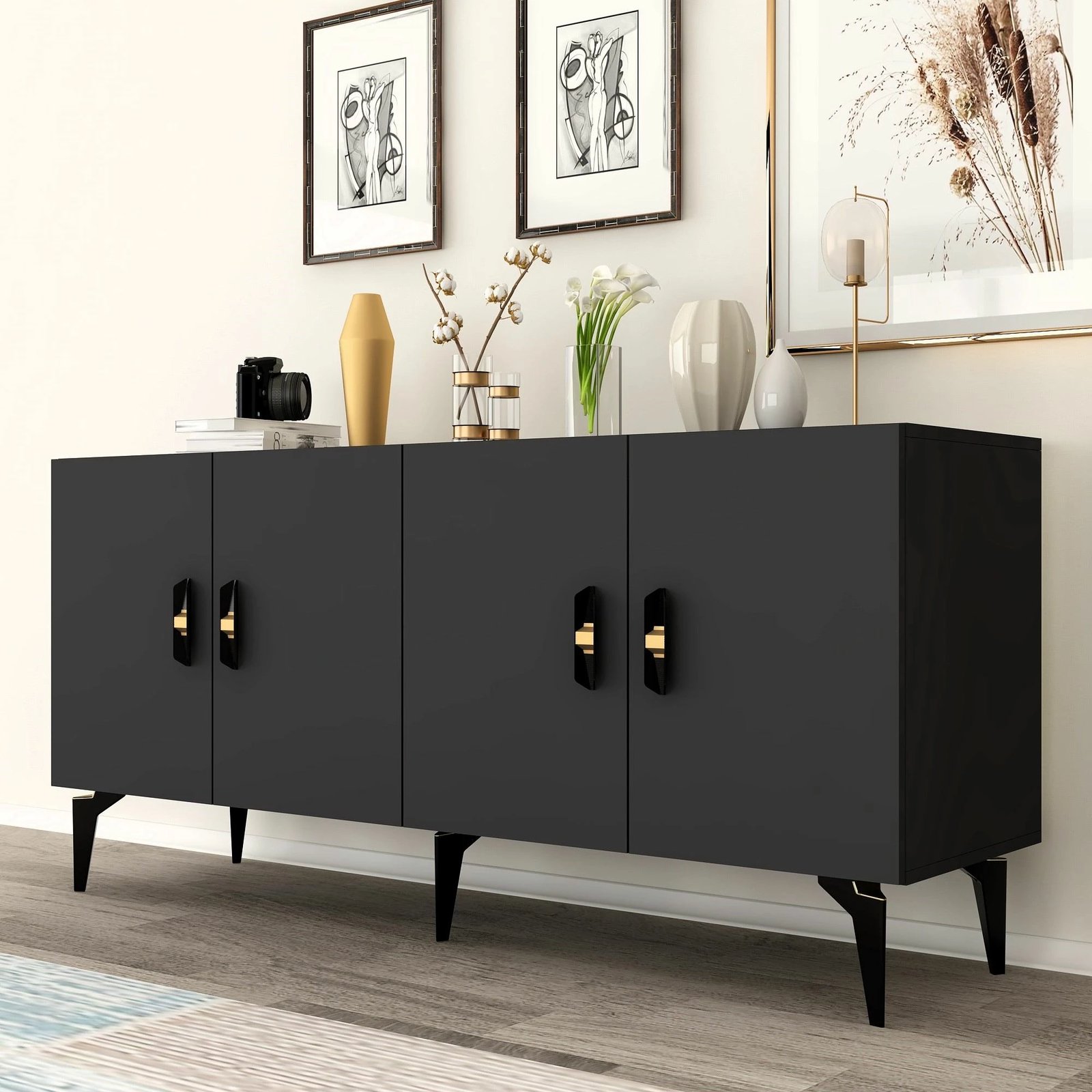 Konsol Skye Decor, ngjyrë antracit, Plus