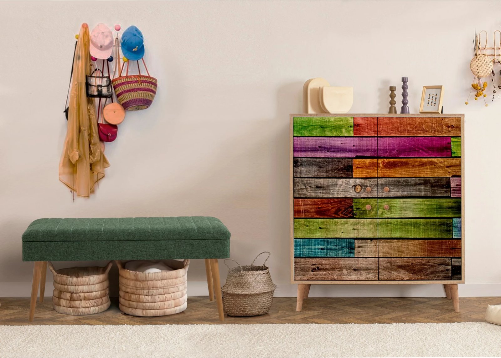 Set mobiljesh për korridor, ngjyrë sonomo dhe e gjelbër, Skye Decor, 726 - 1070