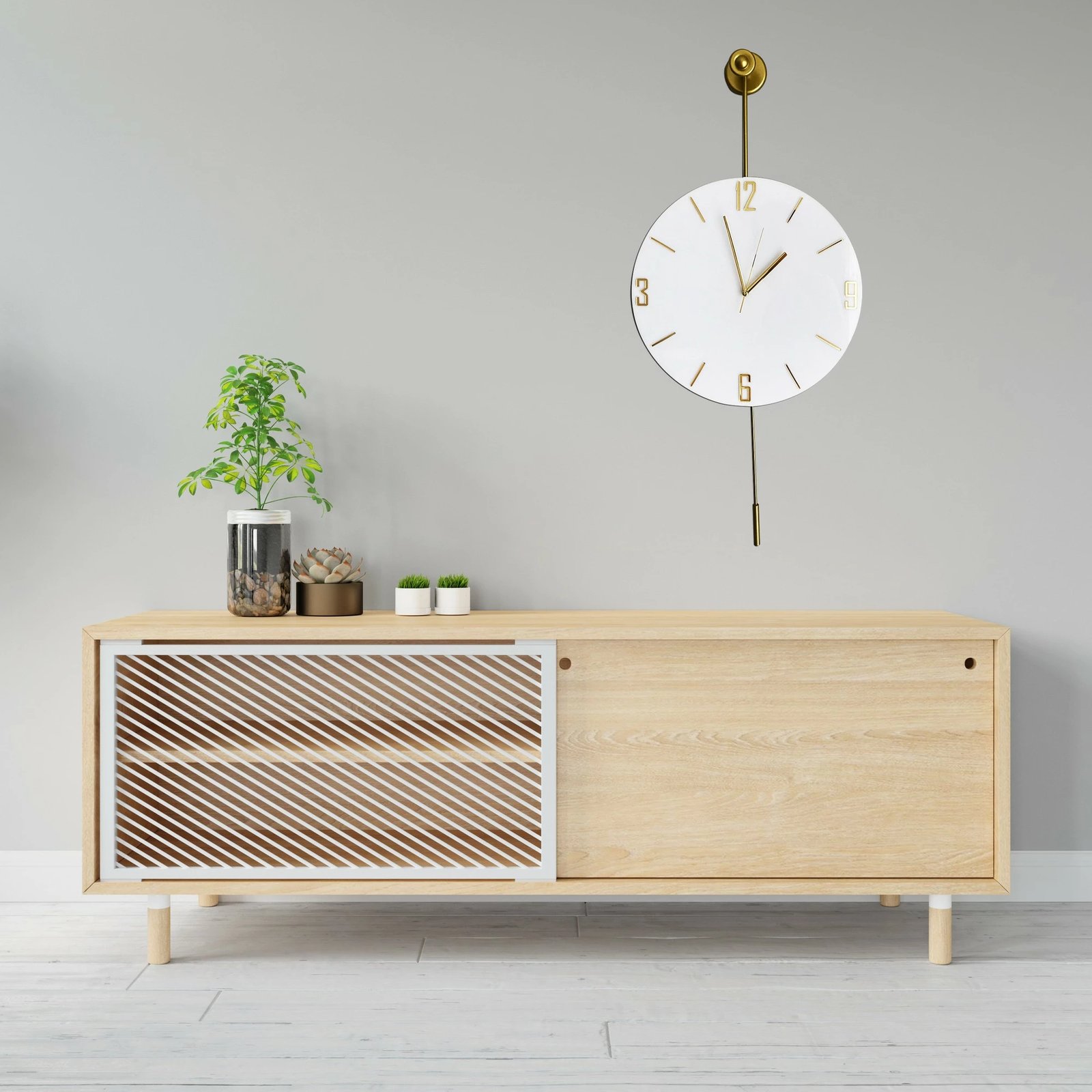 Orë muri dekorative prej metali, ngjyrë ari, Wallity Mclock-00109