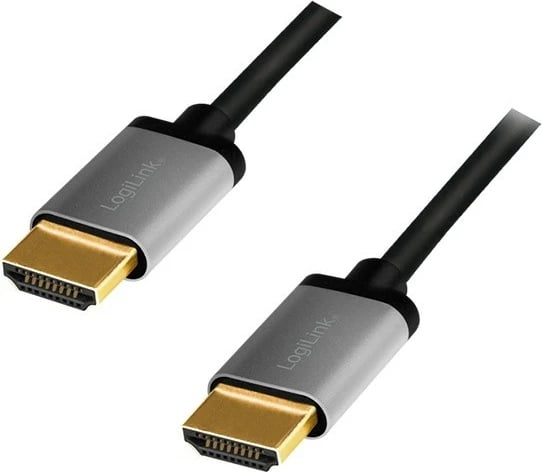 Kabllo HDMI LogiLink CHA0101, 2m, 4K/60Hz, Zezë/Argjendtë
