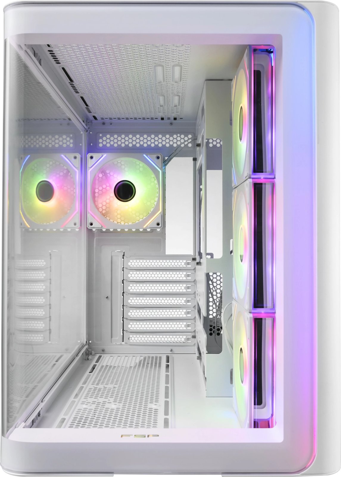 Kasë FSP M580-WA ARGB TG, midi tower, xham i temperuar, e bardhë