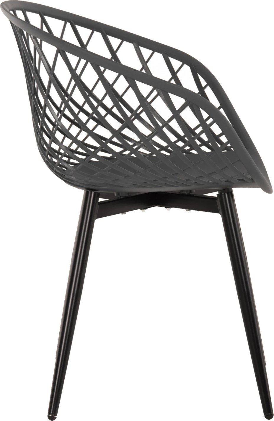 Karrige me krahë ARIADNE FH8001.30, ngjyrë gri, polipropilenë, këmbë metali të zeza, 63x56x80H cm, set prej 4 copë