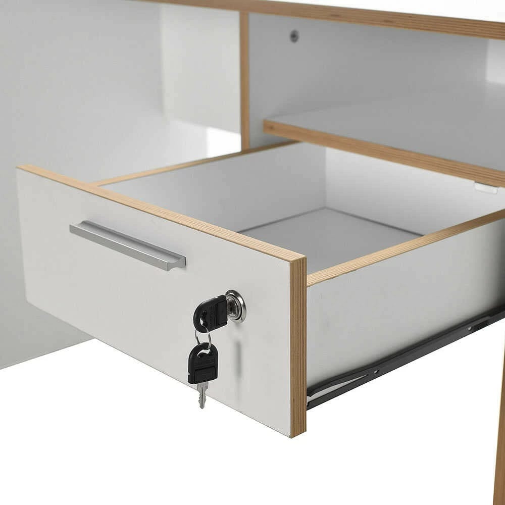 Tavolinë pune për studim, ngjyrë e bardhë dhe lis, Cms-510-Dx-1