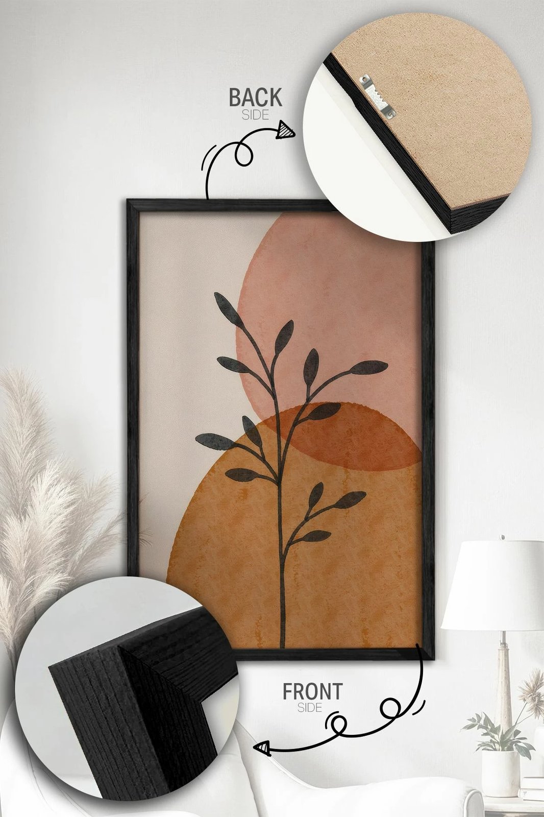 Piktura dekorative me kornizë (2 copë), model Ersy2Lımodel38-Sıyah, Wallity