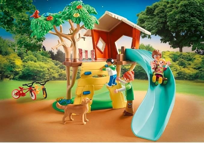 Set lodrash Playmobil Family Fun 71001, shtëpi në pemë me rrëshqitëse dhe figura, 101 pjesë