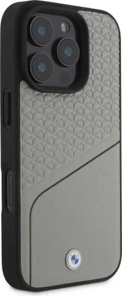 Mbështjellës BMW Sign Leather Textured And Line MagSafe për iPhone 16 Pro Max, Gri