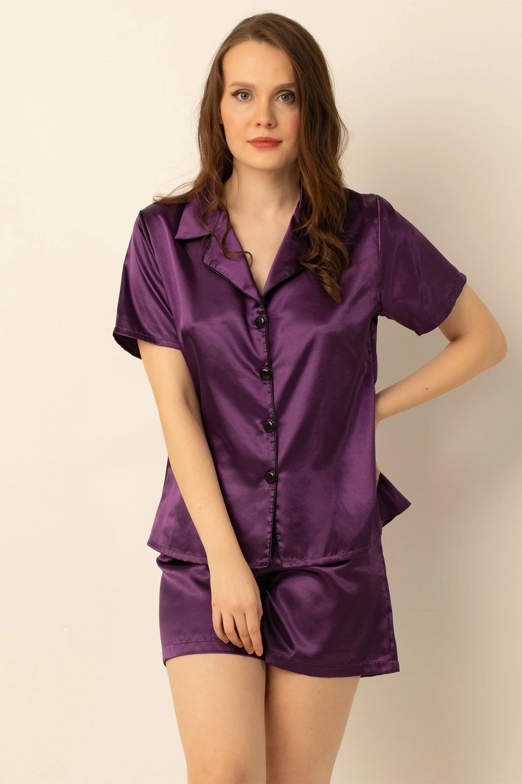 Set pizhamash për gra, ngjyrë vjollcë e errët, Jumeon, 001-001133