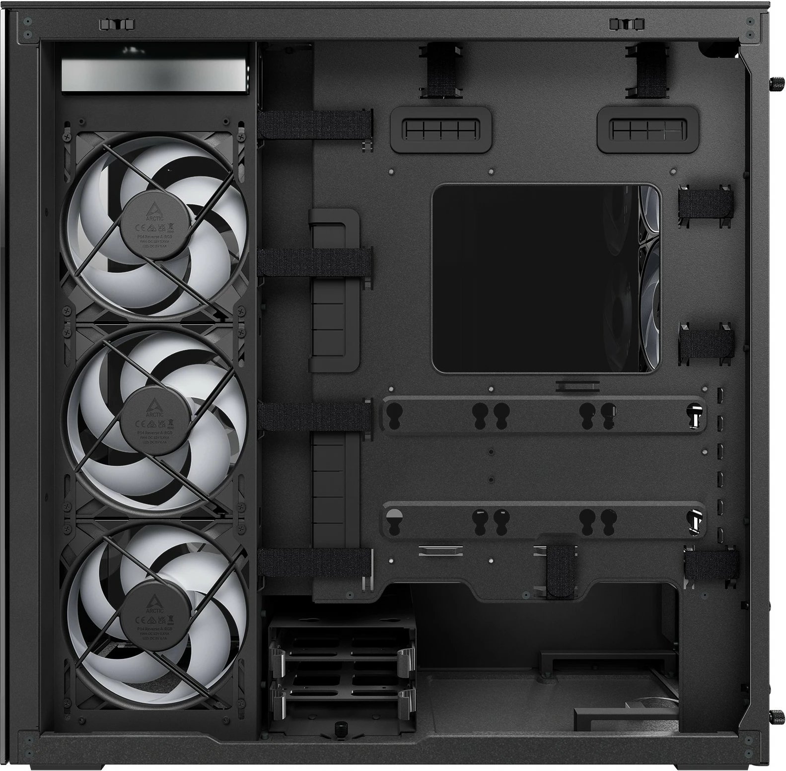 Kasë ARCTIC Xtender, Midi Tower, xham i temperuar, RGB, e zezë