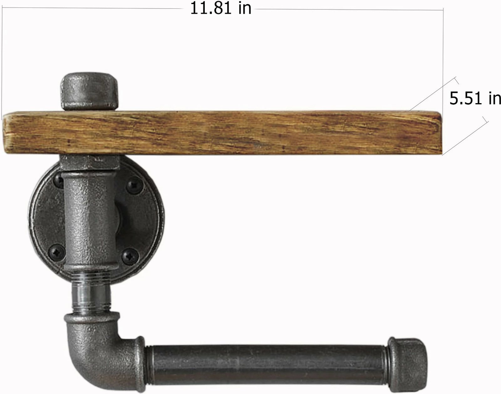 Raf industrial me tub, ngjyrë e zezë dhe arre, Boruraf021