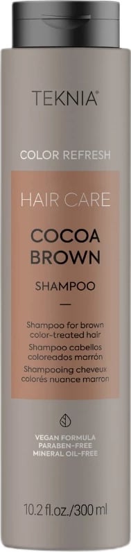 Shampon ngjyrues për flokë kafe Lakme Teknia Ultra Brown Shampoo Refresh për femra, 300ml