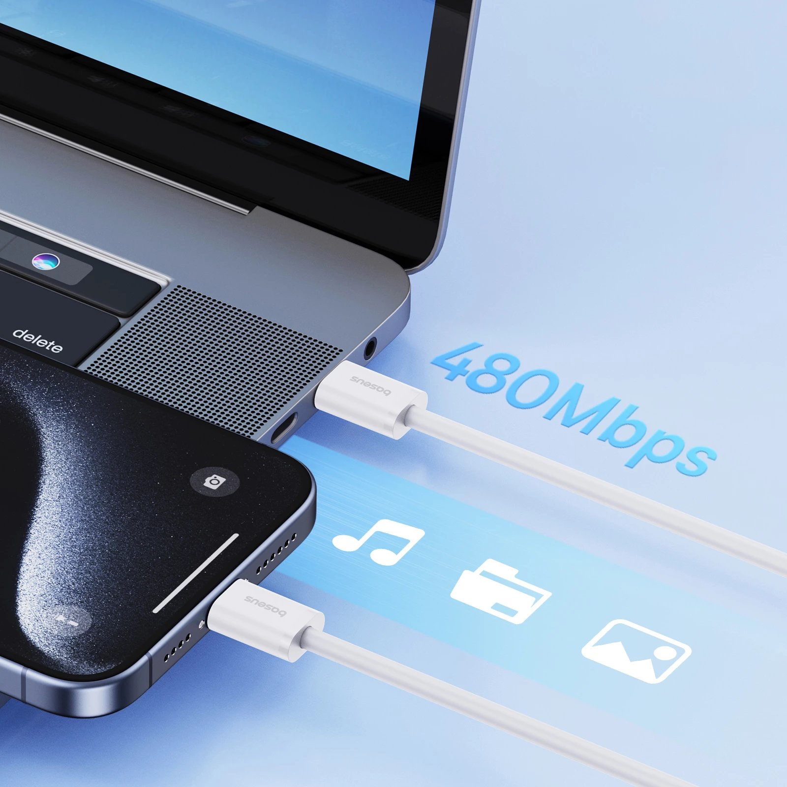 Kabllo USB-C në USB-C Baseus Superior Series II, 1m, 30W, Bardhë