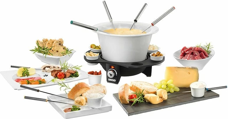 Set fondue UNOLD 48645, 8 persona, 1.5 L, i zi, argjendtë