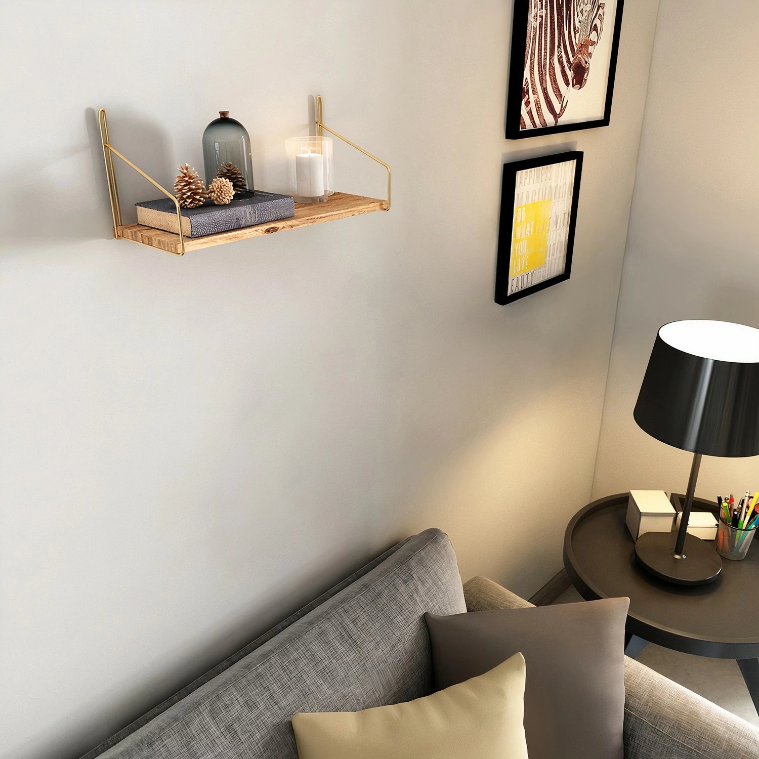 Raft muri dekorativ, ngjyrë ari dhe kafe, Skye Decor, 45x16x16cm