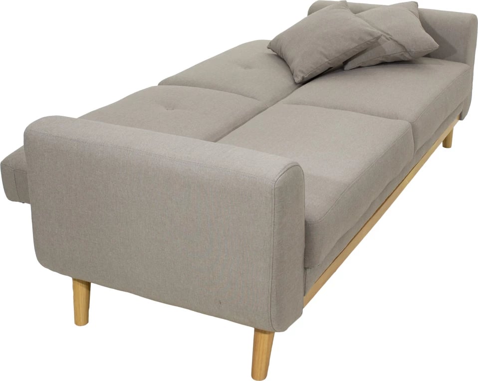 Divan 2 ulëse shtrat Carmelo, stof, bezhë-gri, 214x80x86 cm