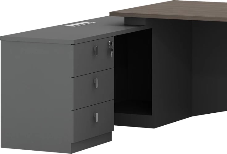 Tavolinë pune profesionale këndore majtas Denith ngjyrë qymyr-ar 220x180x75cm