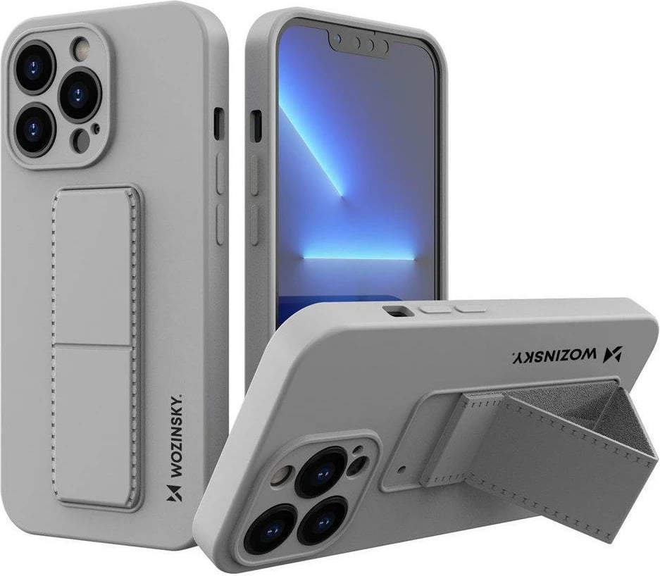 Mbështjellës Wozinsky Kickstand Case për iPhone 13 mini, silikon, gri