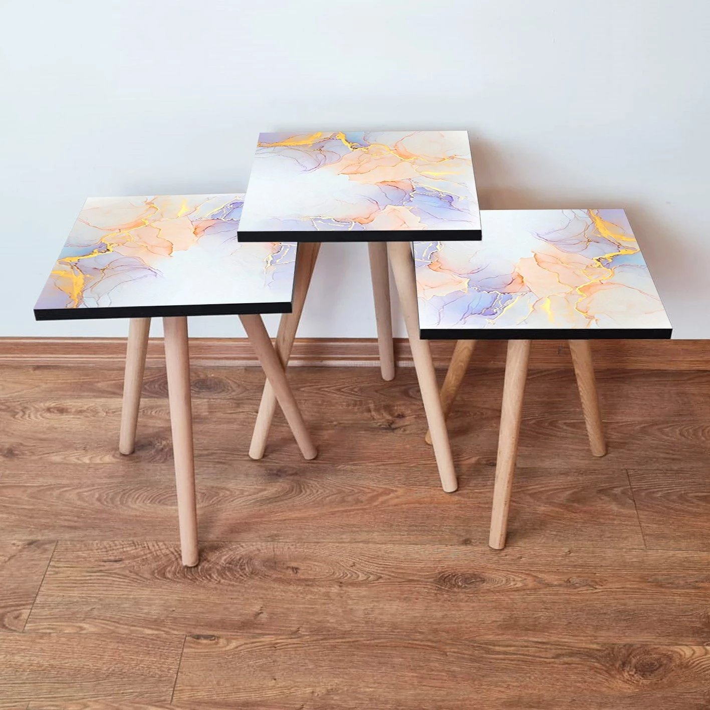 Set tavolinash të vendosshme, shumëngjyrëshe, Skye Decor, 3 copë, 3Shp176