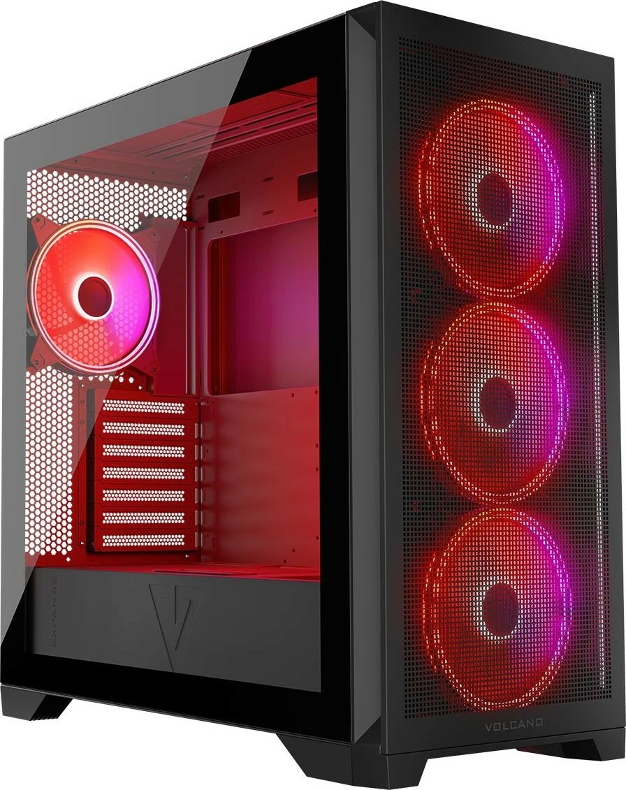 Kasë, MODECOM Volcano Expanse S Apex ARGB (AT-EXPANSE-SG-10-000000-0002), Midi Tower ATX, 4x140mm ARGB, panel xhami i temperuar, USB-C, e zezë