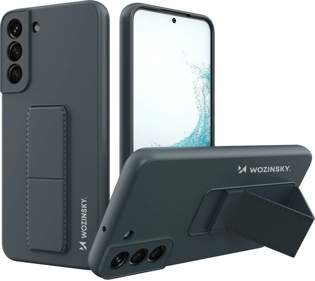 Mbështjellës Wozinsky Kickstand Case për Samsung Galaxy S22+, silikon, blu e errët