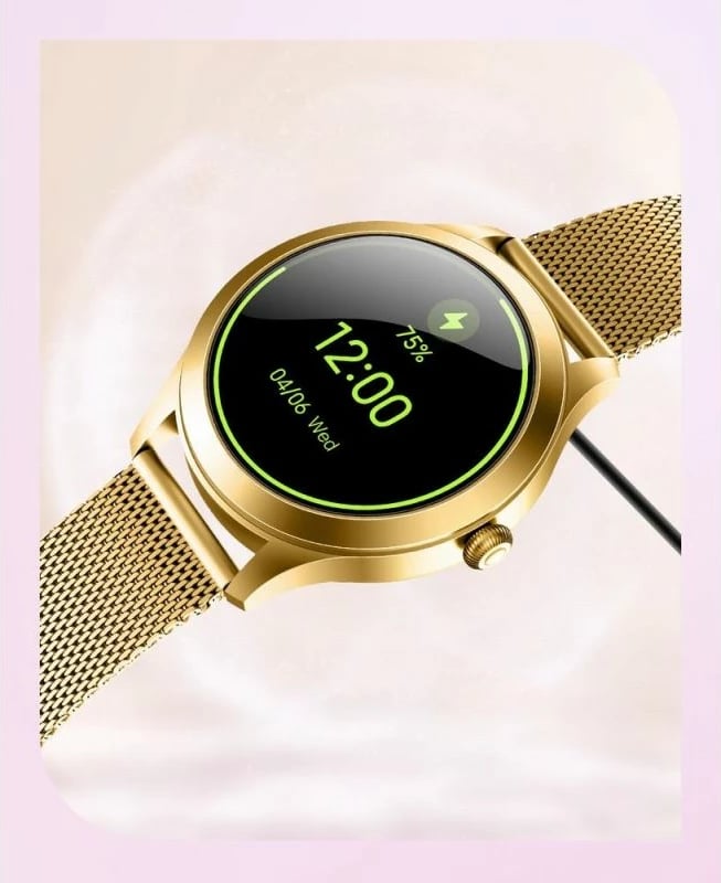 Smartwatch Gravity për femra, e bardhë e arit