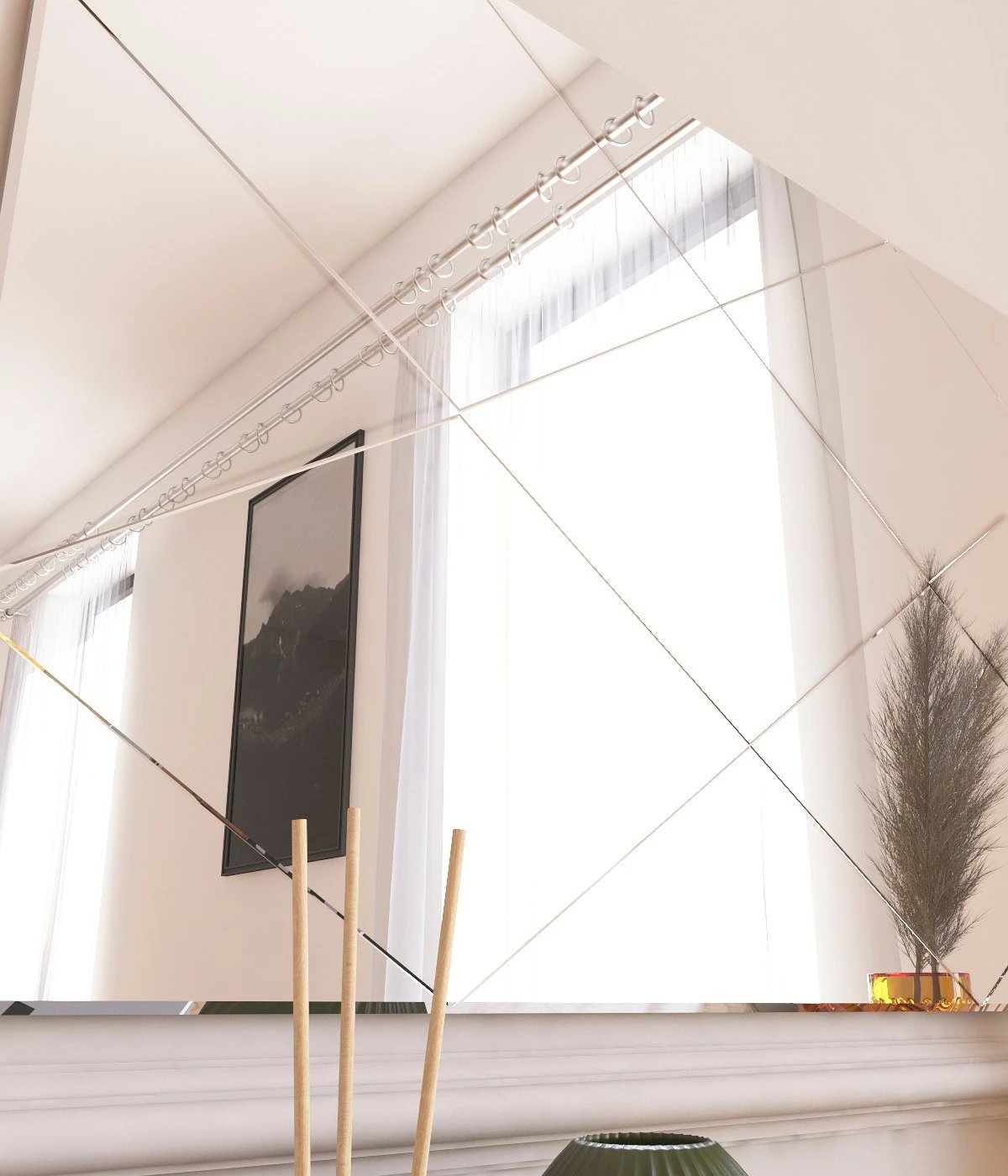 Pasqyrë dekorative Skye, model Vocal, e bardhë