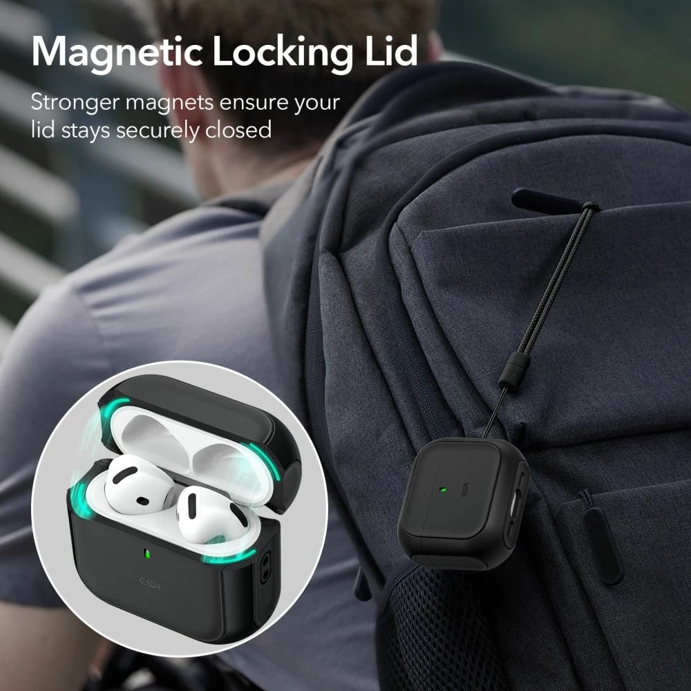 Mbështjellës ESR Orbit HaloLock për AirPods 4, me MagSafe, i zi