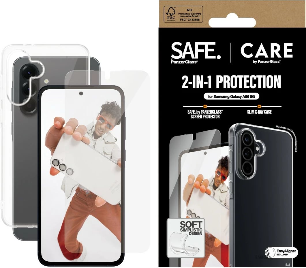 Mbështjellës PanzerGlass për Samsung Galaxy A56 5G, set 2-në-1, transparent