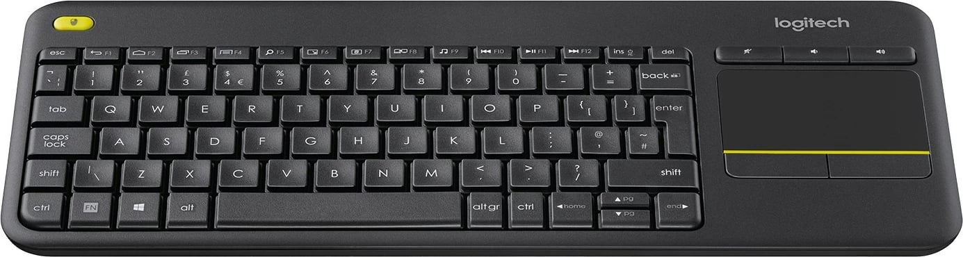 Tastierë wireless Logitech K400 Plus, full-size, QWERTZ, touchpad, e zezë