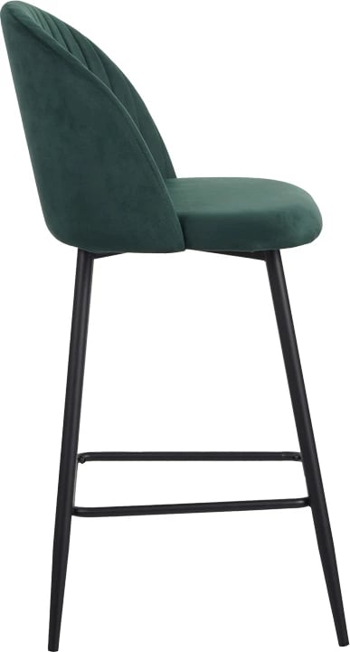 Karrige për bar, kadife, ngjyrë e gjelbër e errët, këmbë metali të zeza, 53x46.5x96.5