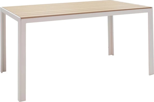 Set tavoline me karrige për terasë Zacreta-Nares, 5 copë, ngjyrë e bardhë-natyrale, 140x80x72.5cm