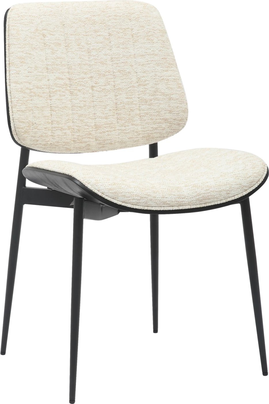 Karrige për ngrënie CONTI FH9983.02, metal i zi & dru i përpunuar, pëlhurë e kremtë, 48.5x56x82.5 cm, set prej 2 copash