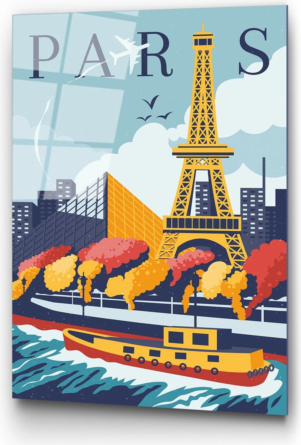 Pikturë dekorative prej xhami të temperuar, shumëngjyrëshe, PARIS, UV-1019, 30x45cm