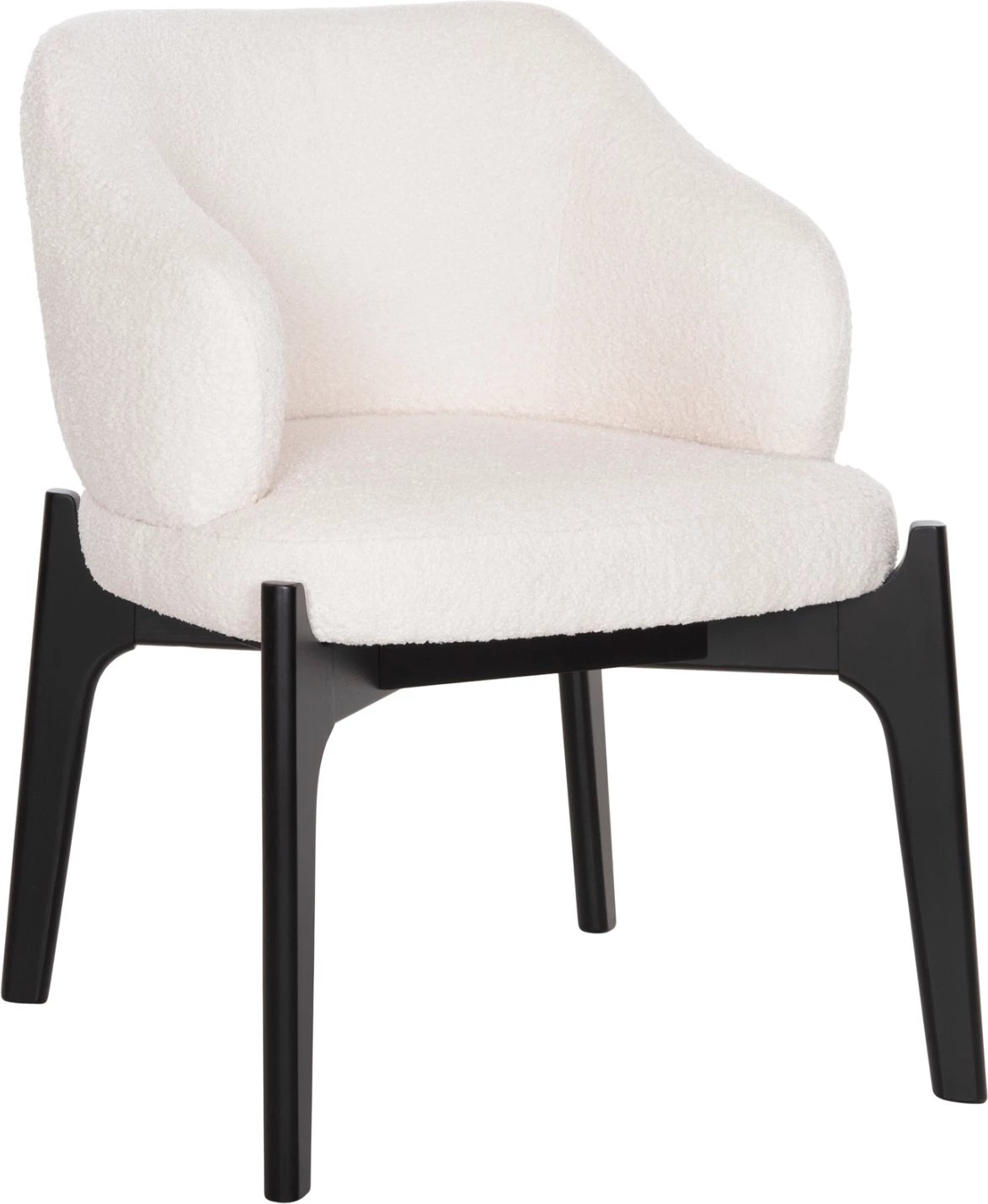 Karrige për ngrënie ABAI FH9971.02 dru gome ngjyrë e zezë-stof boucle ngjyrë ecru 65x63x79Hcm., set prej 2 copash