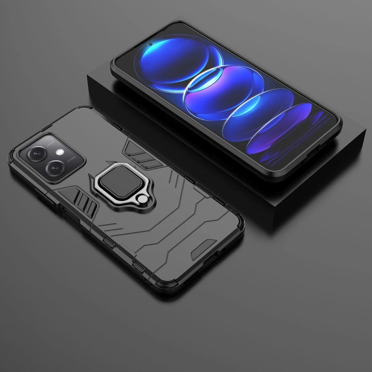 Mbështjellës Hurtel Ring Armor për Xiaomi Redmi Note 12 5G / Poco X5 5G, i zi