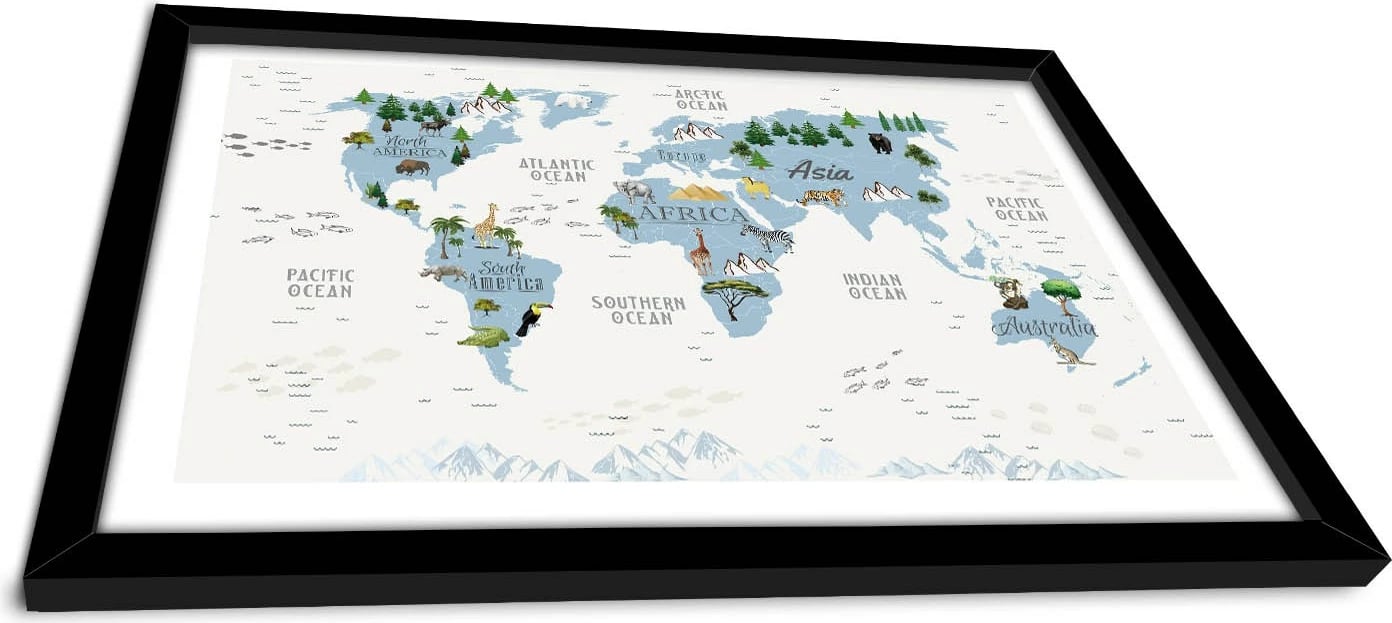 Pikturë dekorative me kornizë MDF, Wallity, 3853SCT-006, blu dhe bardhë, 38x53cm